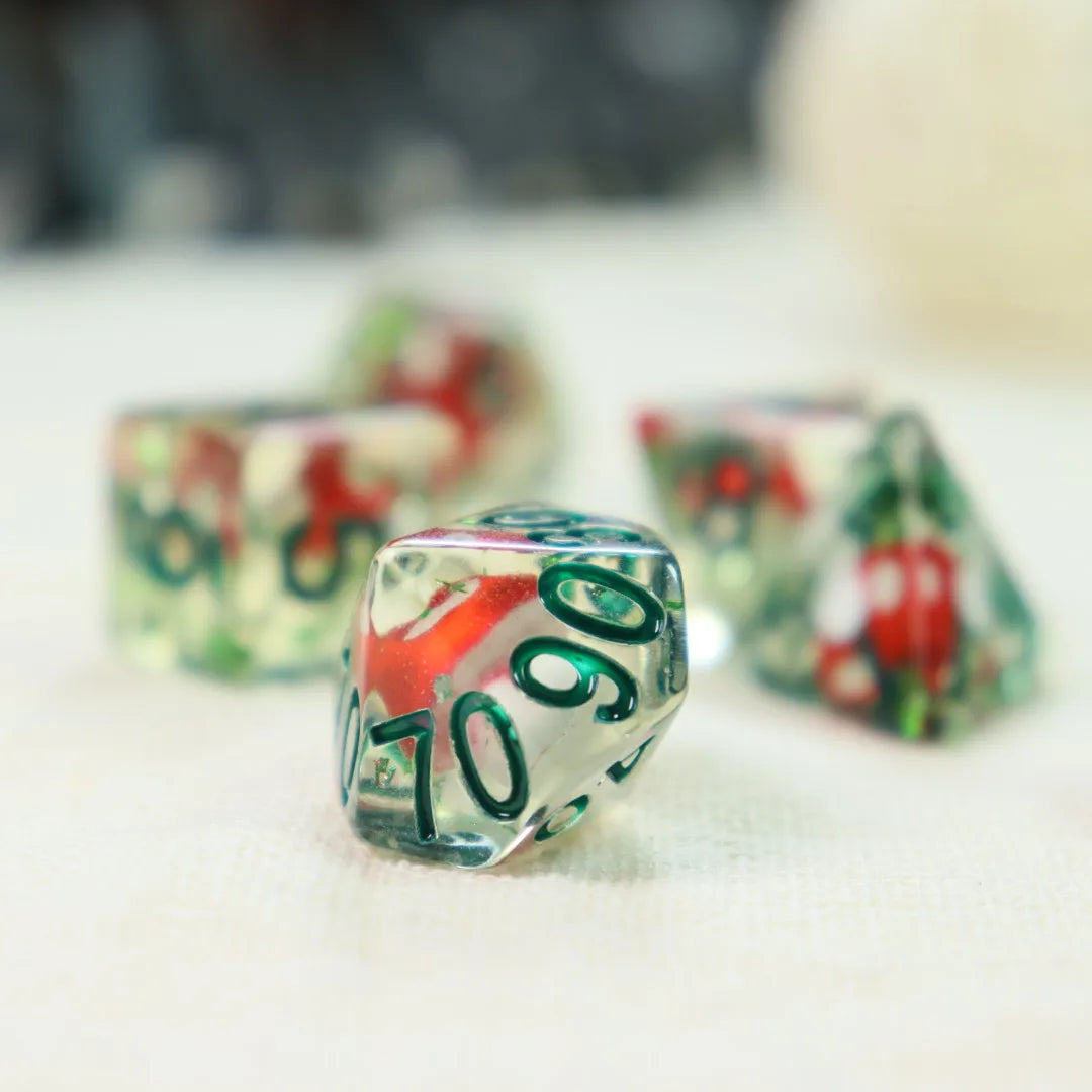 7-Piece Mushroom Resin Dice set.