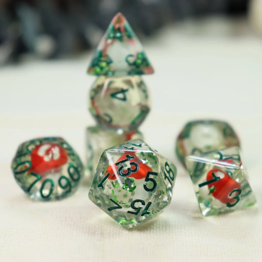 7-Piece Mushroom Resin Dice set.