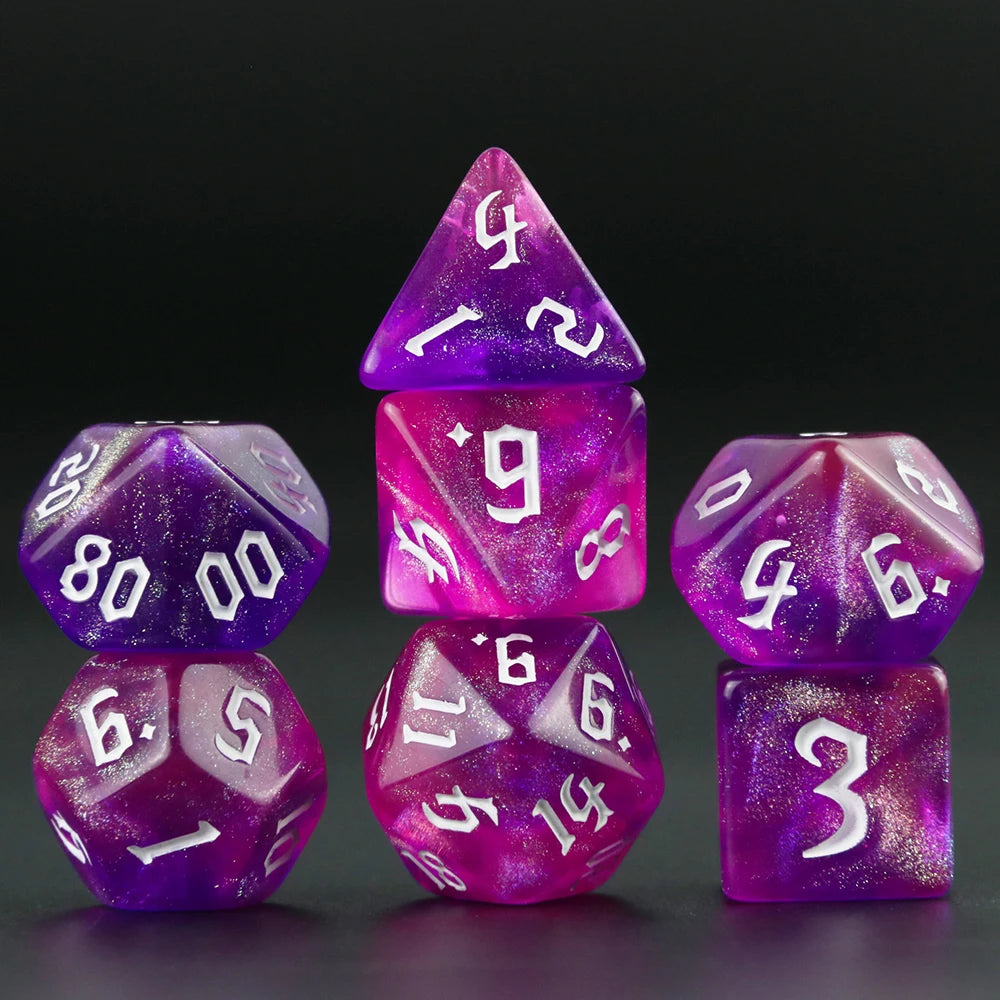 7 Piece Iridescent Galaxy Dice sets
