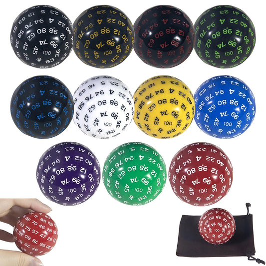 D100 Polyhedral Acrylic 100-sided Dice with Bag