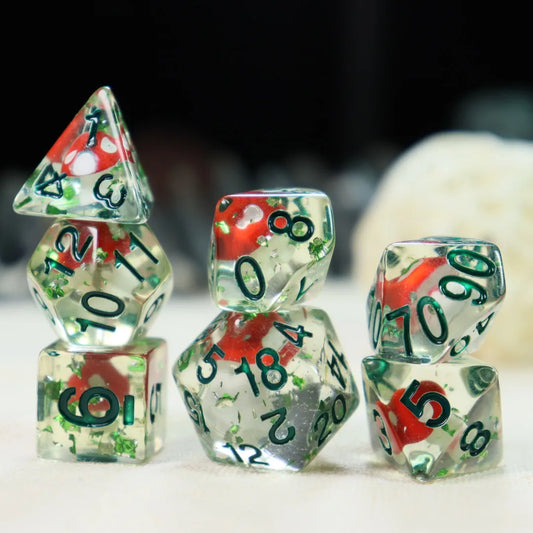 7-Piece Mushroom Resin Dice set.