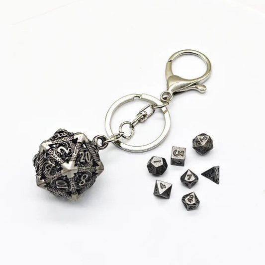 Mini 6MM Metal Flying Dragon Skeleton Dice Keychain