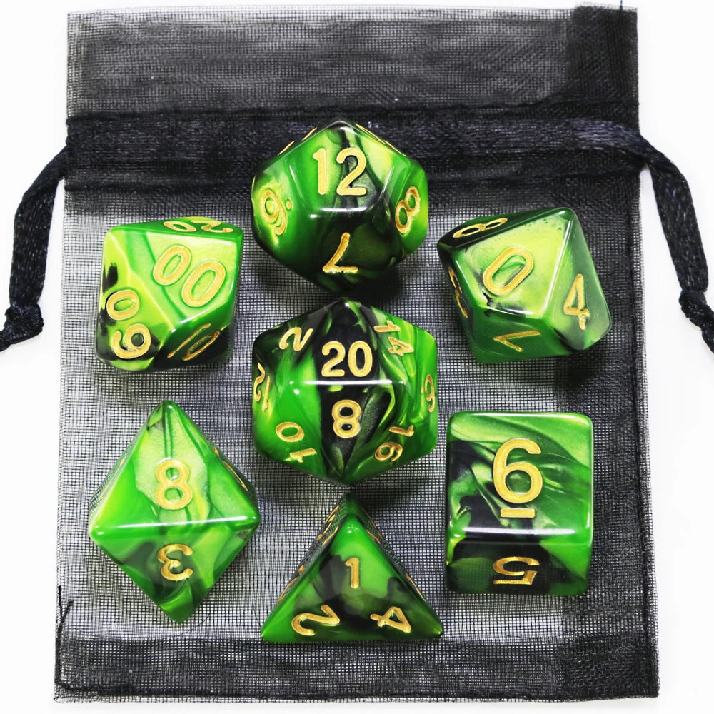 7-piece Elemental Swirl dice