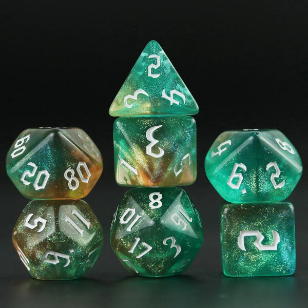 7 Piece Iridescent Galaxy Dice sets