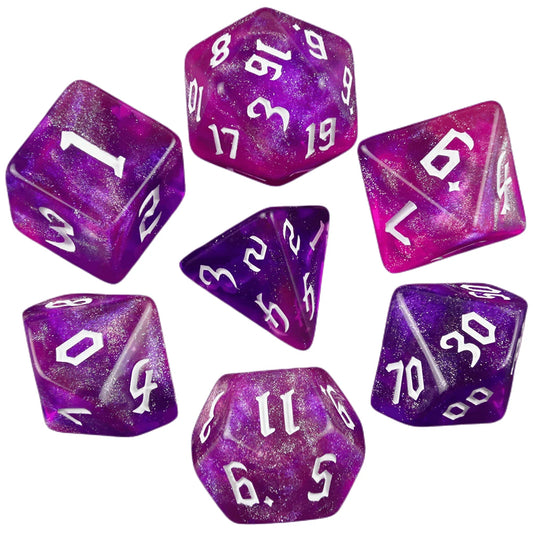 7 Piece Iridescent Galaxy Dice sets